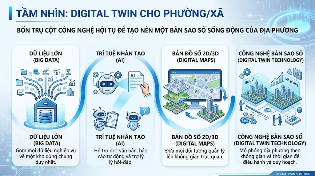 Bốn trụ cột công nghệ của OmniTwin: Big Data, AI, Digital Maps, Digital Twin